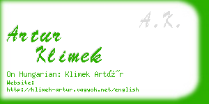 artur klimek business card